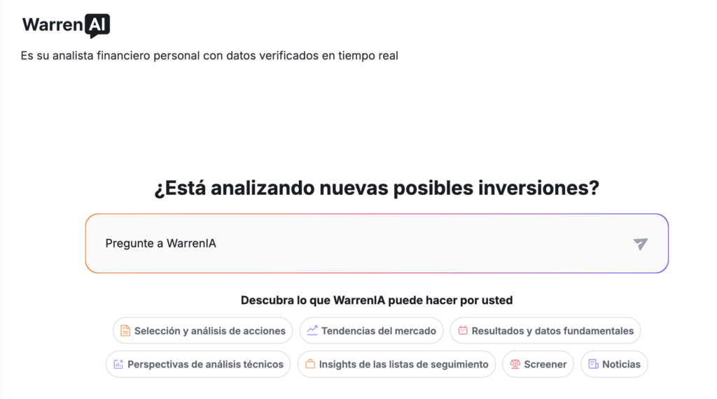 Warren AI, es el ChatGPT de inversión creado por Investing Pro